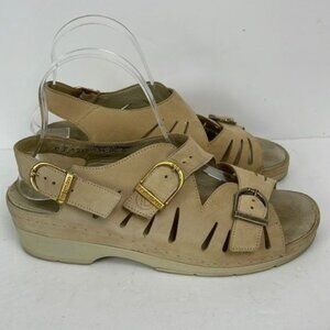 Berkemann Beige Leather Adjustable Buckle Strap Sandals Women's 6F
